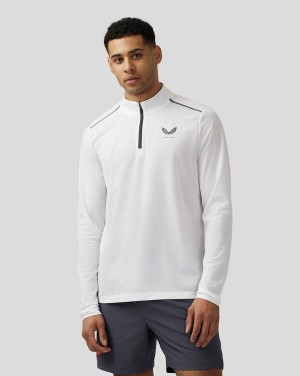 Castore Apex Aeromesh Quarter Zip Białe | IFRCWZN-69