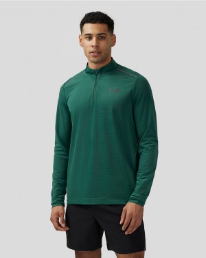 Castore Apex Aeromesh Quarter Zip Zielone | XYUPSCG-79