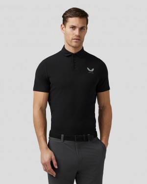 Castore Golf Essential Polo Czarne | CVGWMZL-29