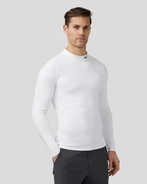 Castore Golf Long Sleeve Mock Neck Base Layer Białe | NECPHTS-58