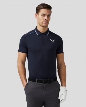 Castore Golf Tech Polo Granatowe | ECBXGDA-78