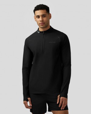 Castore Zone Ventilation Quarter Zip Czarne | ZLQDEBR-02