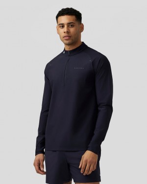 Castore Zone Ventilation Quarter Zip Granatowe | AQETZRD-53