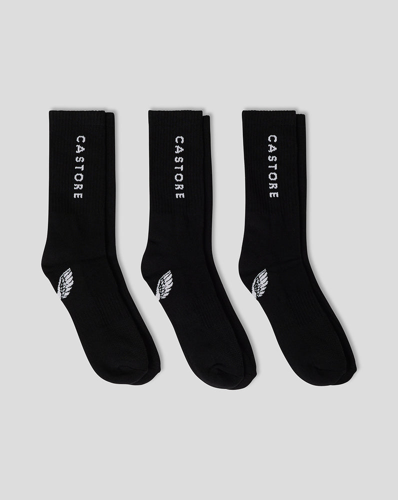 Castore Cushioned Crew Socks 3 Pack Czarne | UXYBCMV-09