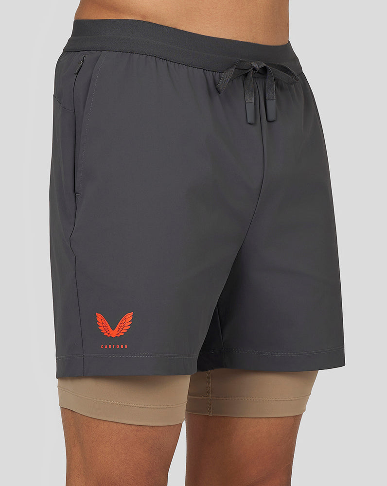 Castore Flow 2-in-1 Shorts Gunmetal | ROQHMTE-93