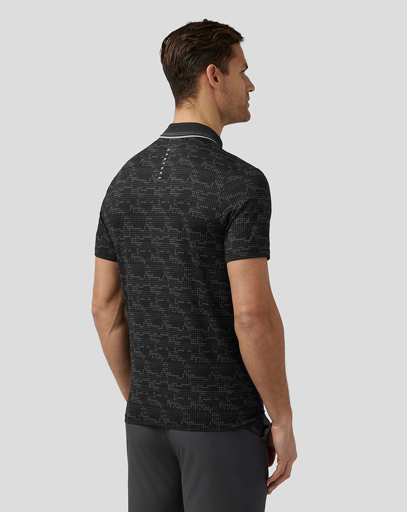 Castore Golf Printed Tech Polo Czarne | MJWQLEN-05