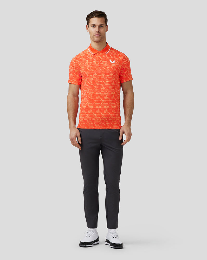 Castore Golf Printed Tech Polo Jasny Pomarańczowe | OSPAETJ-98