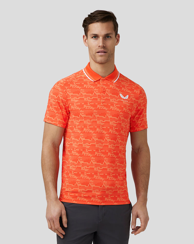 Castore Golf Printed Tech Polo Jasny Pomarańczowe | OSPAETJ-98