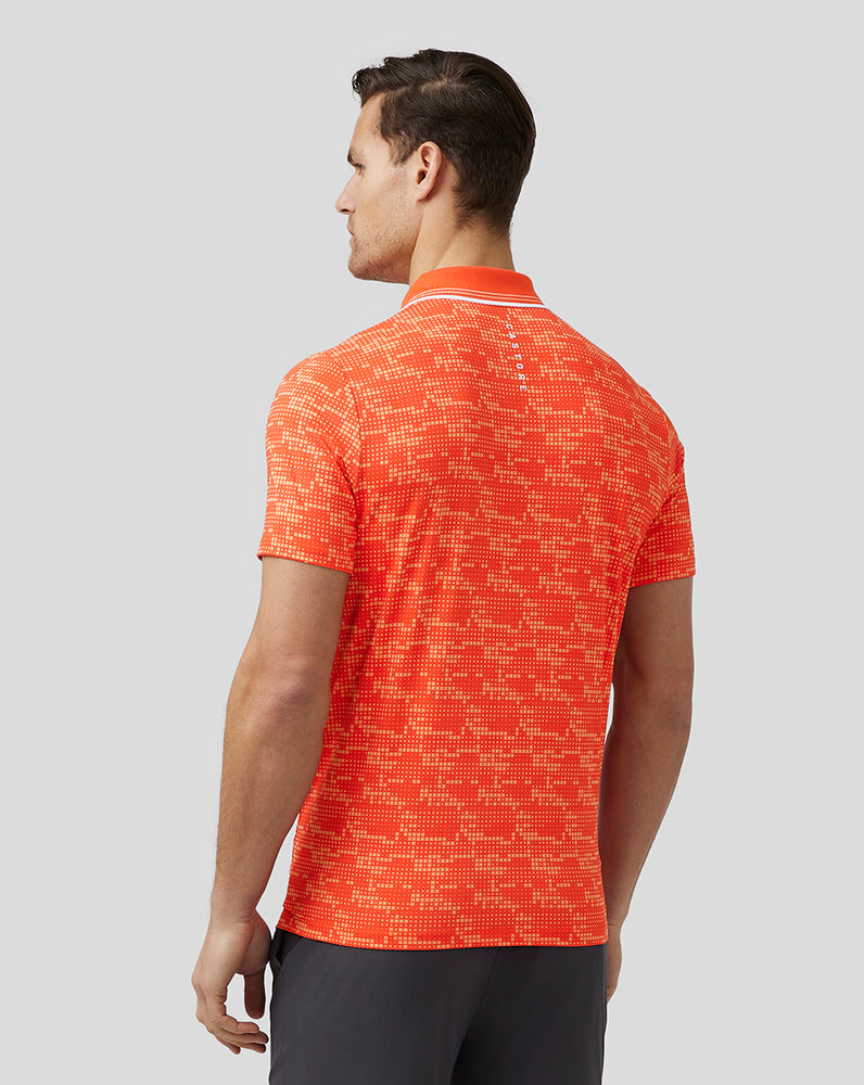 Castore Golf Printed Tech Polo Jasny Pomarańczowe | CGAOBMT-79