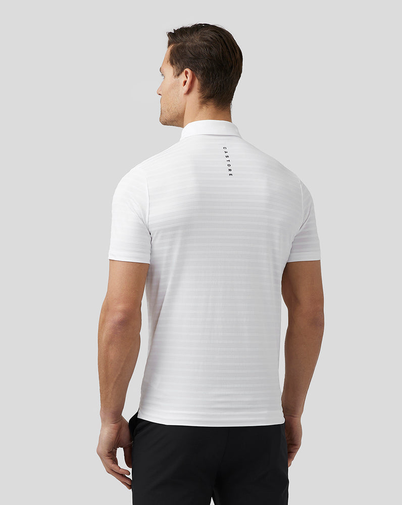 Castore Golf Textured Pique Stripe Polo Białe | RSVEZXU-41