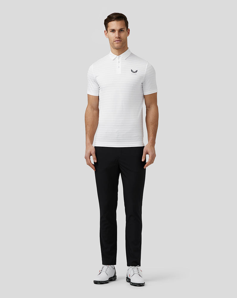 Castore Golf Textured Pique Stripe Polo Białe | RSVEZXU-41