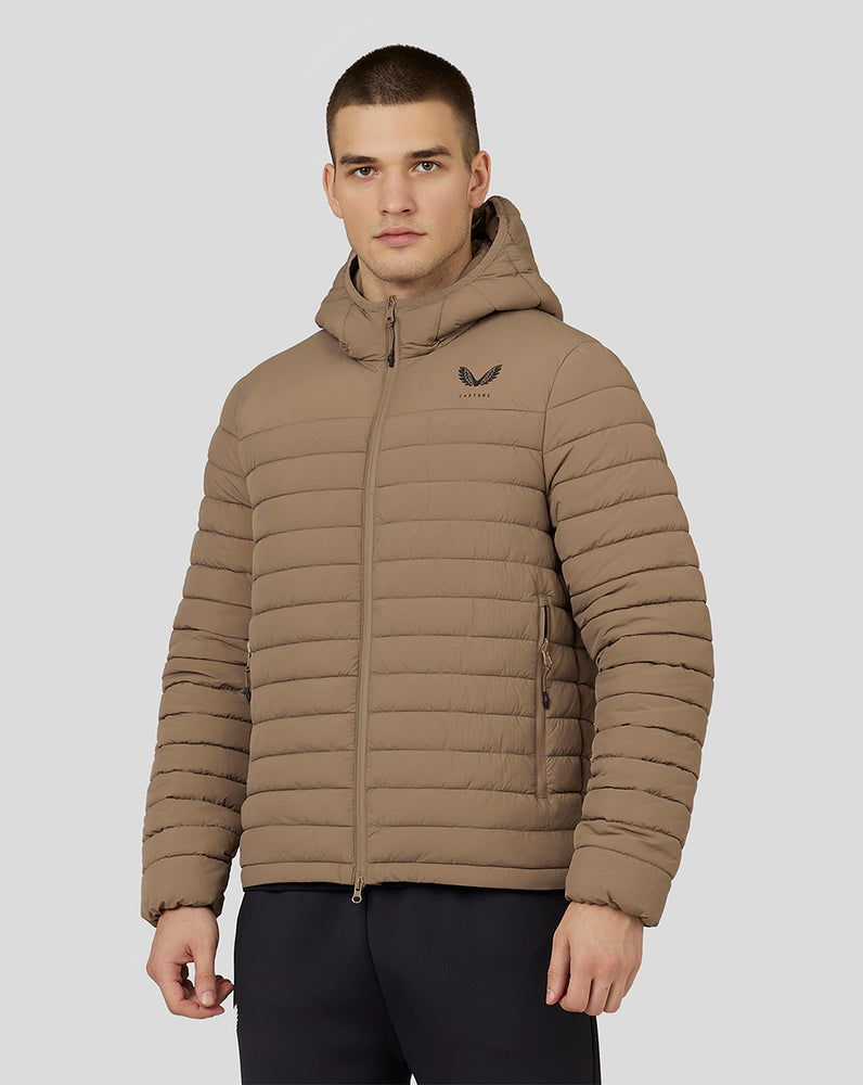 Castore Hooded Puffer Jacket Mushroom | JYGMAFN-37