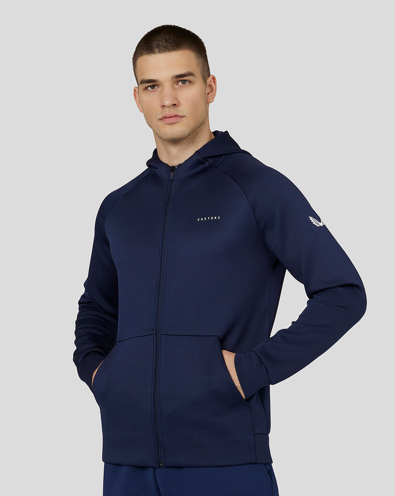 Castore Long Sleeve Aeroscuba Zip-Through Hoodie Granatowe | BMONRHV-06